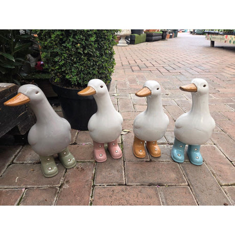 Woodlodge 30cm Ceramic Duck With Boots Garden Ornament - Choice of 4 - Old Railway Line Garden Centre