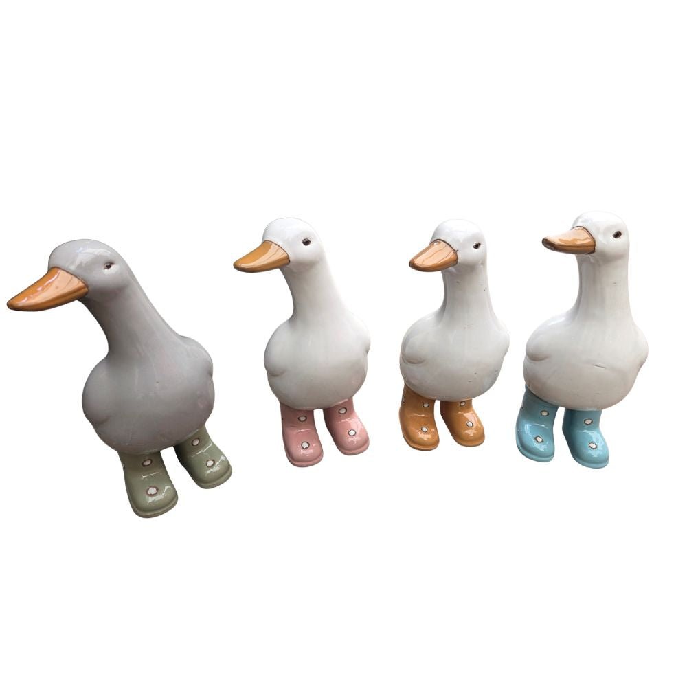 Woodlodge 30cm Ceramic Duck With Boots Garden Ornament - Choice of 4 - Old Railway Line Garden Centre