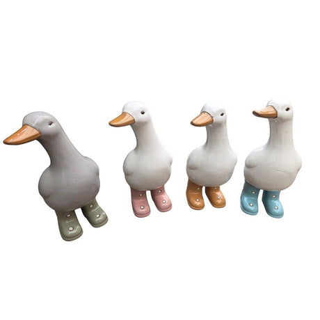 Woodlodge 30cm Ceramic Duck With Boots Garden Ornament - Choice of 4 - Old Railway Line Garden Centre