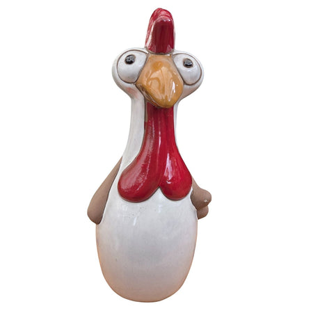 Woodlodge 30cm Glazed Chicken Large Garden Ornament - White - Old Railway Line Garden Centre