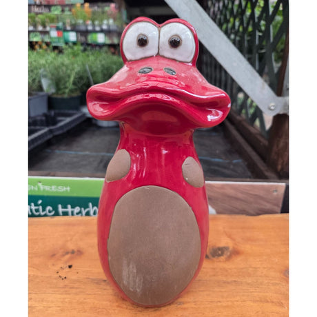 Woodlodge 30cm Glazed Frog Large Garden Ornament - Red - Old Railway Line Garden Centre