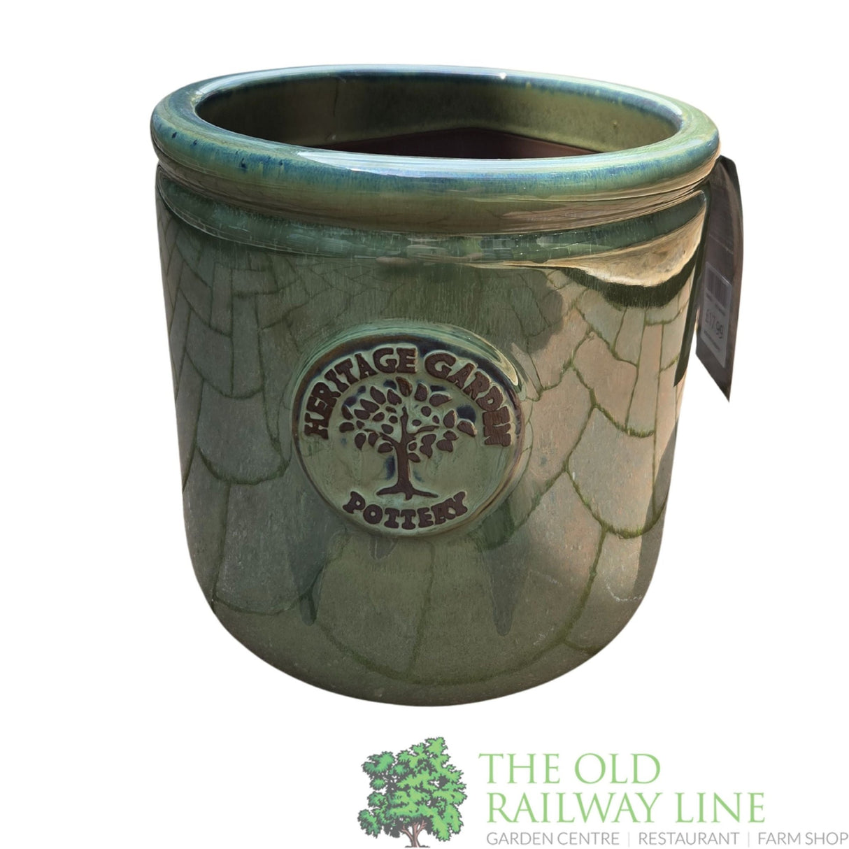 Woodlodge 30cm Green Edwin Heritage Cylinder Glazed Pot - YEDWINGR30 - Old Railway Line Garden Centre
