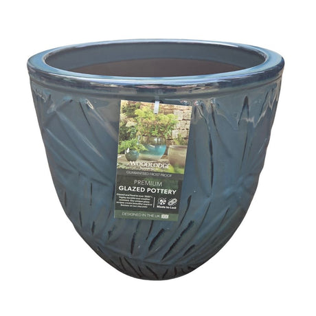 Woodlodge 31cm Alice 3 Glazed Pot - Dark Blue - Old Railway Line Garden Centre