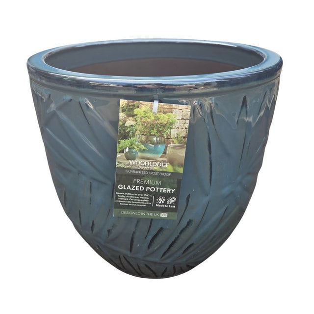 Woodlodge 31cm Alice 3 Glazed Pot - Dark Blue - Old Railway Line Garden Centre