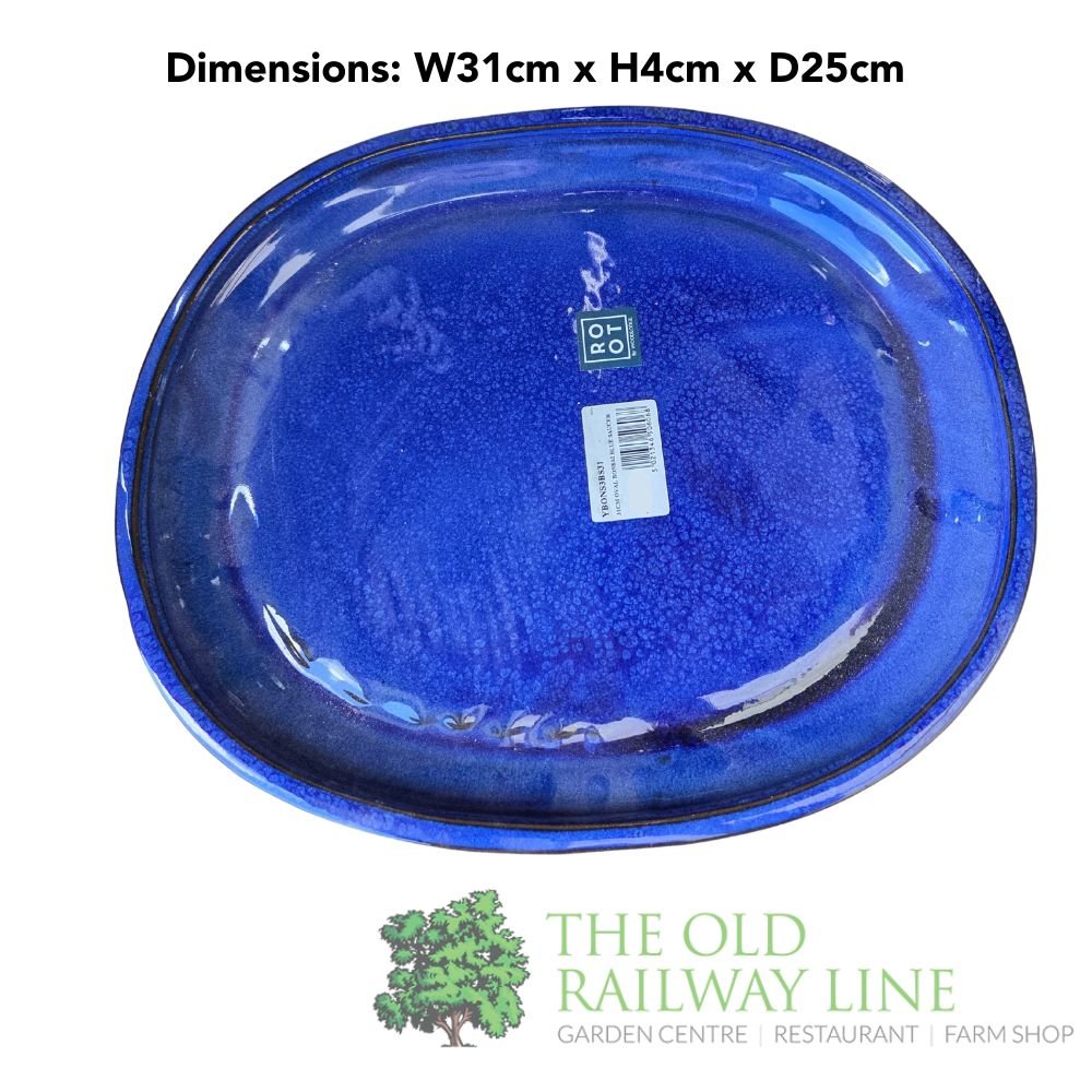 Woodlodge 31cm Blue Oval Bonsai Saucer - YBONS3BS31 - Old Railway Line Garden Centre
