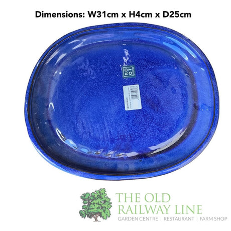 Woodlodge 31cm Blue Oval Bonsai Saucer - YBONS3BS31 - Old Railway Line Garden Centre