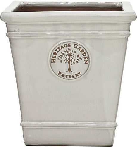 Woodlodge 31cm Taupe Edward Heritage Glazed Square Pot - YESQRTP31 - Old Railway Line Garden Centre