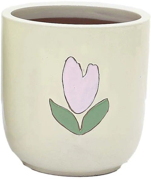 Woodlodge 31cm Yellow Emma Pink Flower Pot - YEMPKFL31 - Old Railway Line Garden Centre