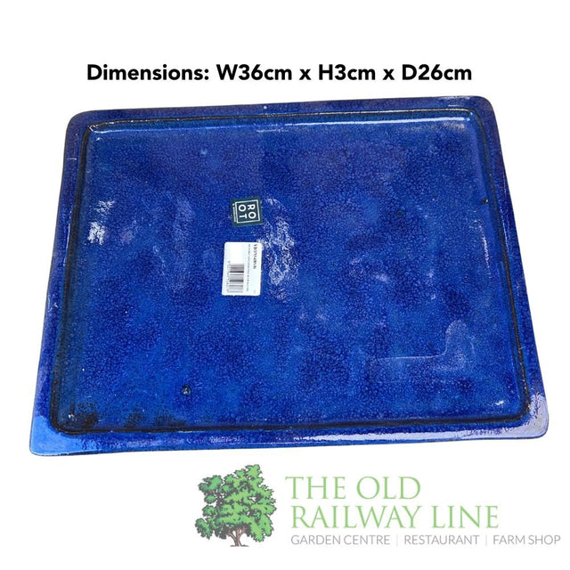 Woodlodge 36cm Blue Rectangle Bonsai Saucer - YBONS4BS36 - Old Railway Line Garden Centre