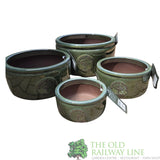 Woodlodge 37cm Green Edwin Bowl Glazed Pot - YEDWIBGR37 - Old Railway Line Garden Centre