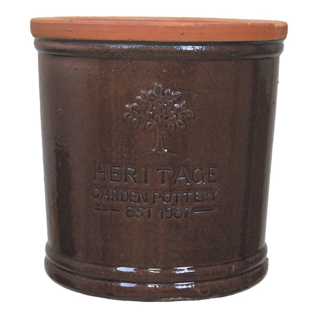Woodlodge 37cm Heritage Eldwood Glazed Pot - Matte Brown - Old Railway Line Garden Centre