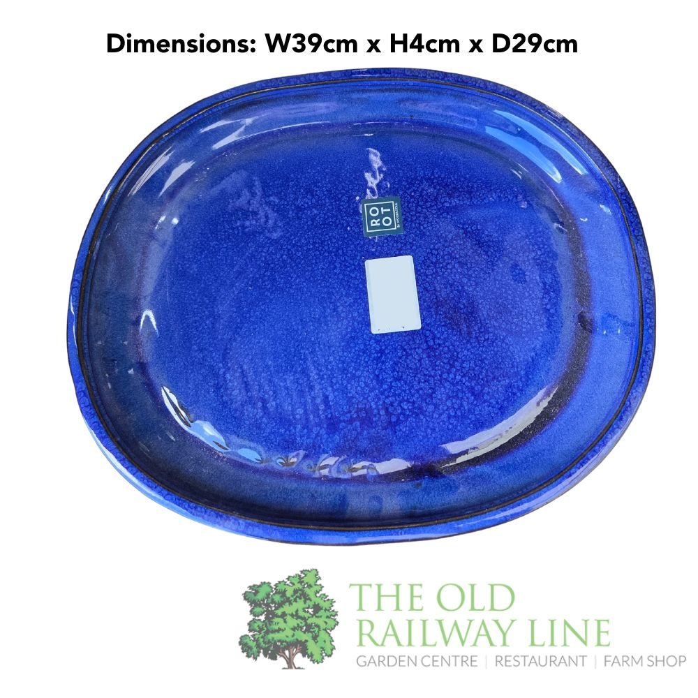 Woodlodge 38cm Blue Oval Bonsai Saucer - YBONS3BS38 - Old Railway Line Garden Centre