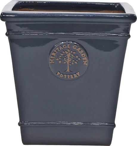 Woodlodge 38cm Charcoal Edward Heritage Glazed Square Pot - YESQRCH38 - Old Railway Line Garden Centre