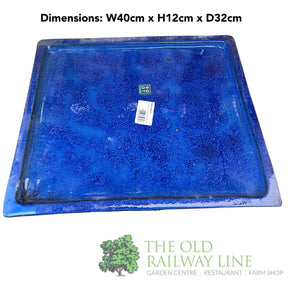 Woodlodge 40cm Blue Rectangle Bonsai Saucer - YBONS4BS40 - Old Railway Line Garden Centre