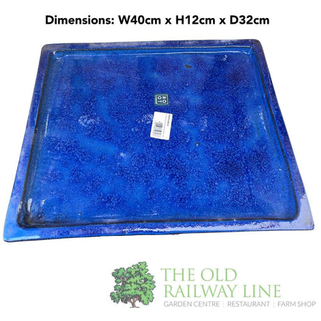 Woodlodge 40cm Blue Rectangle Bonsai Saucer - YBONS4BS40 - Old Railway Line Garden Centre