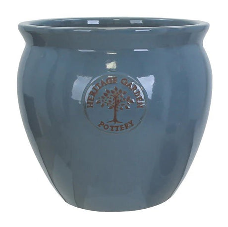 Woodlodge 40cm Stone Blue Edgar B Heritage Urn Glazed Pot - YEDGASBL40 - Old Railway Line Garden Centre