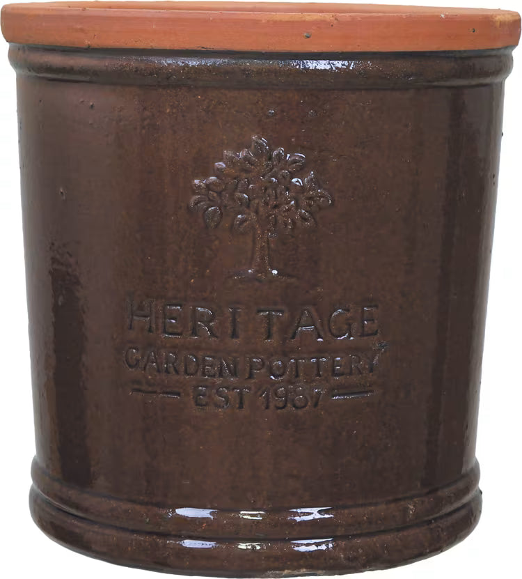 Woodlodge 45cm Heritage Eldwood Glazed Pot - Matte Brown