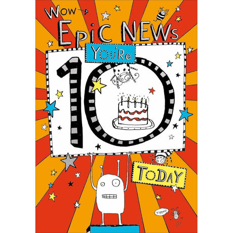 Woodmansterne 10th Epic News Birthday Card - Old Railway Line Garden Centre
