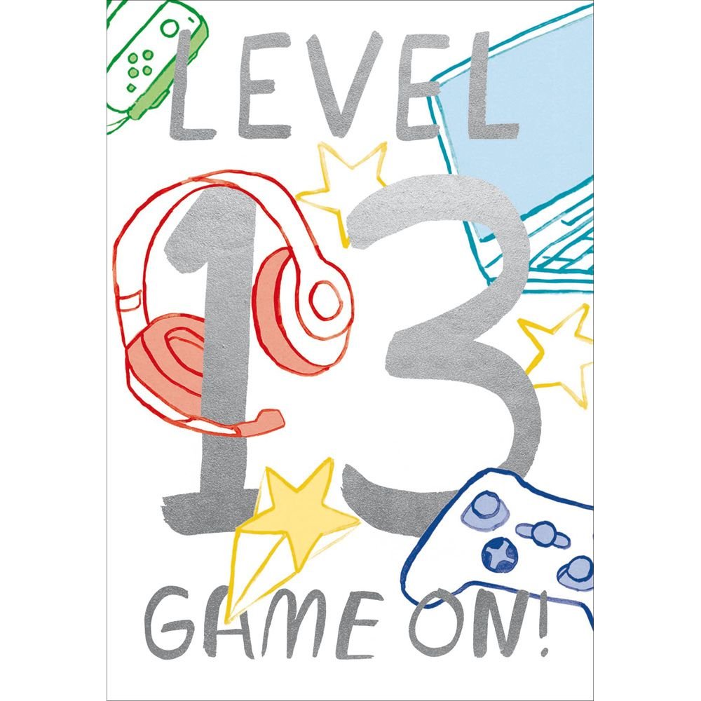 Woodmansterne 13th Game On Level Up Birthday Card - Old Railway Line Garden Centre