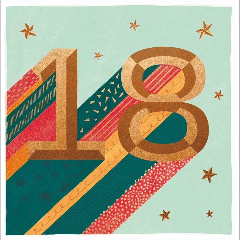 Woodmansterne 18th Colouful Shooting Stars Birthday Card