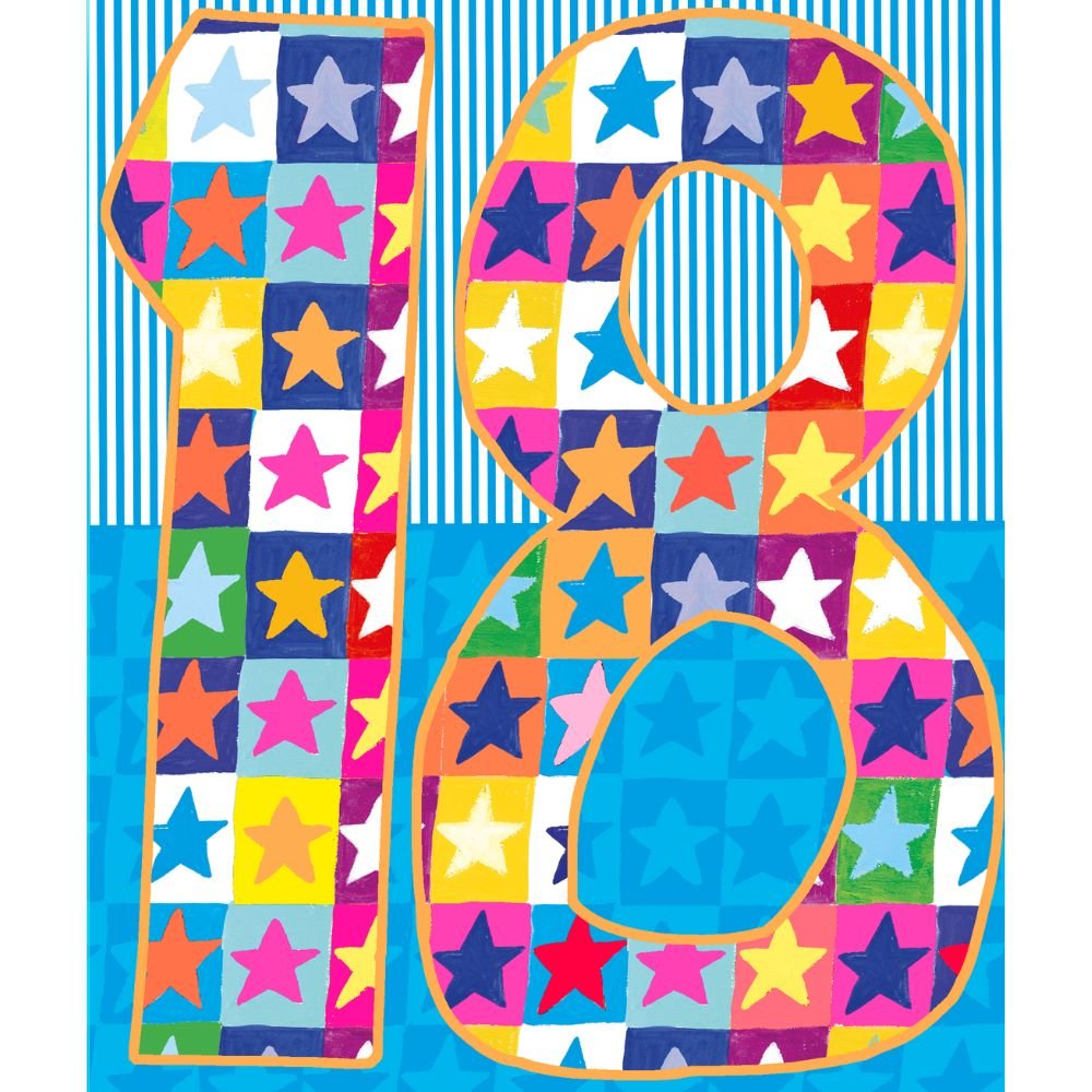 Woodmansterne 18th Colourful Stars Birthday Card - Old Railway Line Garden Centre