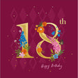 Woodmansterne 18th Gold Text Floral Butterfly Birthday Card - Old Railway Line Garden Centre