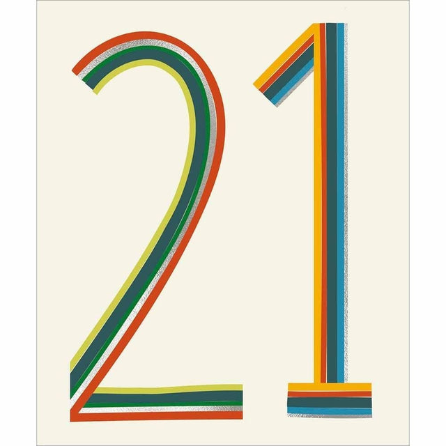 Woodmansterne 21st Colourful Text Birthday Card - Old Railway Line Garden Centre