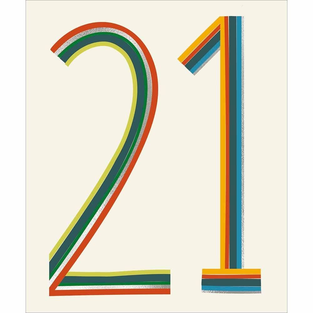 Woodmansterne 21st Colourful Text Birthday Card