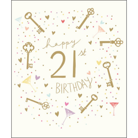 Woodmansterne 21st Keys Birthday Girl Card - Old Railway Line Garden Centre