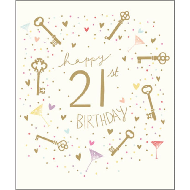 Woodmansterne 21st Keys Birthday Girl Card - Old Railway Line Garden Centre