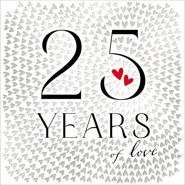 Woodmansterne 25 Years Anniversary Hearts Card - Old Railway Line Garden Centre