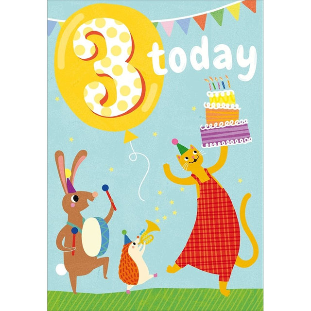 Woodmansterne 3rd Colourful Animal Band Birthday Card - Old Railway Line Garden Centre