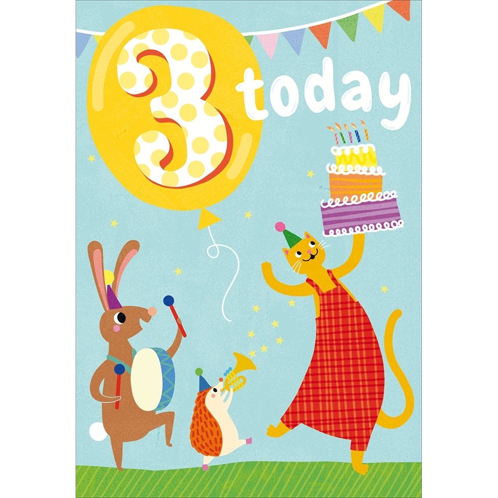 Woodmansterne 3rd Colourful Animal Band Birthday Card