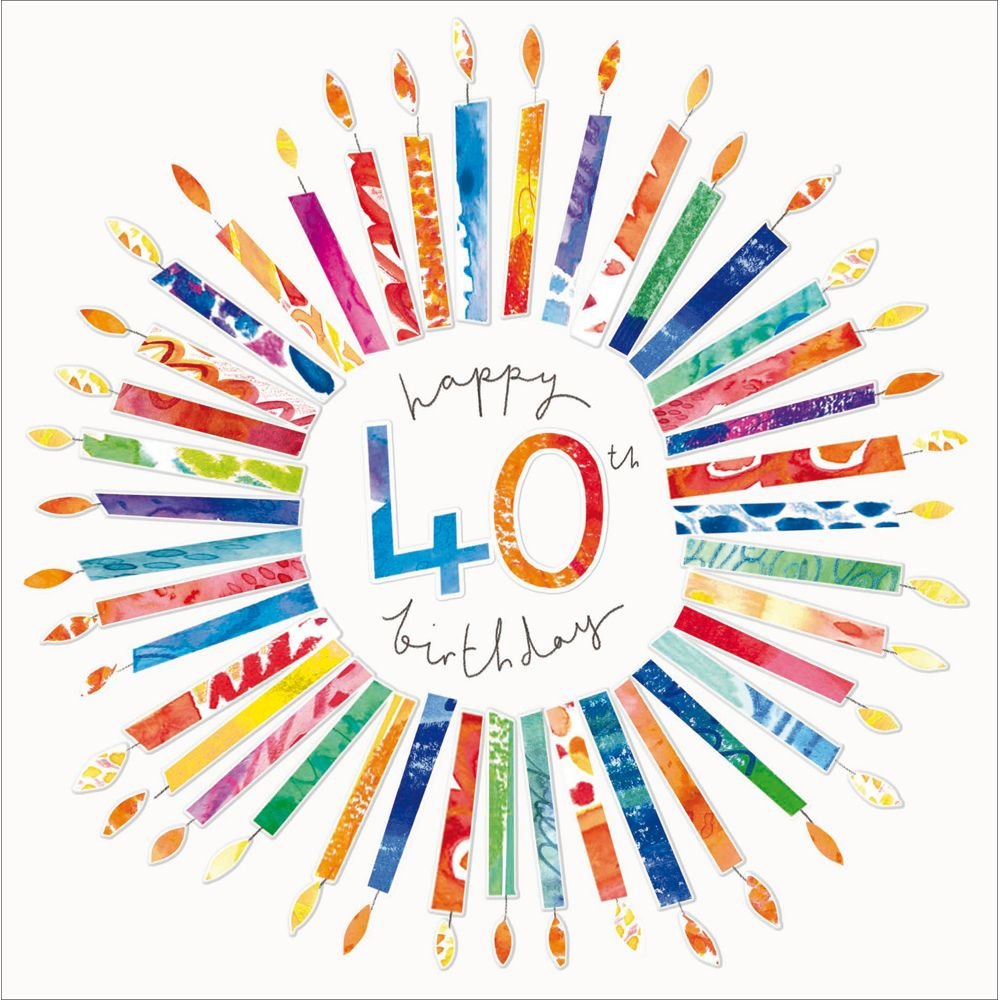Woodmansterne 40th Candle Kaleidoscope Wheel Birthday Card - Old Railway Line Garden Centre