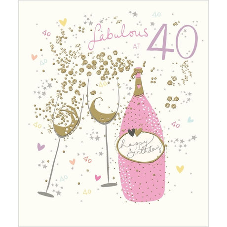 Woodmansterne 40th Fabulous Champagne Birthday Card - Old Railway Line Garden Centre