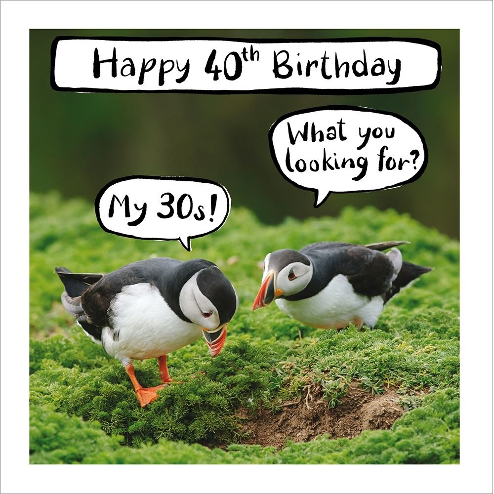 Woodmansterne 40th Puffins Funny Birthday Card