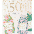 Woodmansterne 50th Champagne Bottles Birthday Card - Old Railway Line Garden Centre