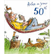 Woodmansterne 50th Chilling Out Birthday Card - Old Railway Line Garden Centre