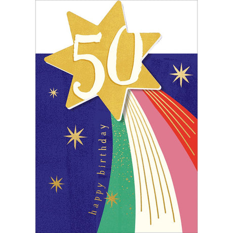 Woodmansterne 50th Shining Star Birthday Card - Old Railway Line Garden Centre