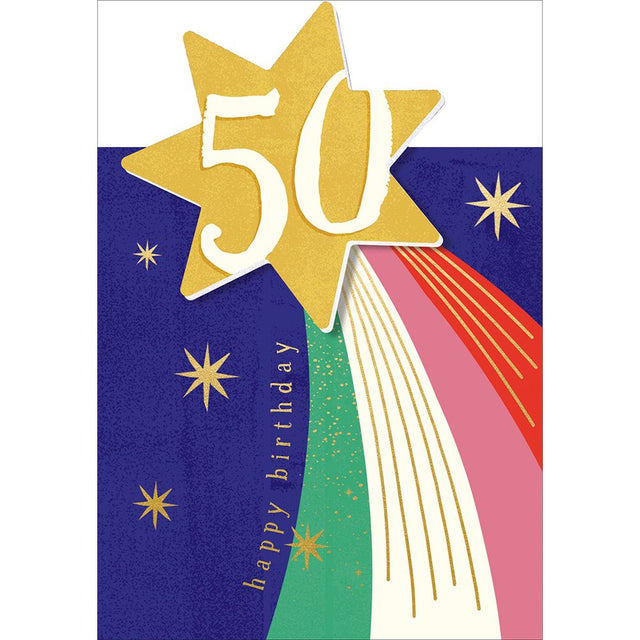 Woodmansterne 50th Shining Star Birthday Card - Old Railway Line Garden Centre