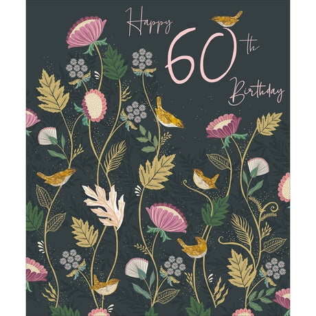 Woodmansterne 60th Birds & Blooms Birthday Card - Old Railway Line Garden Centre