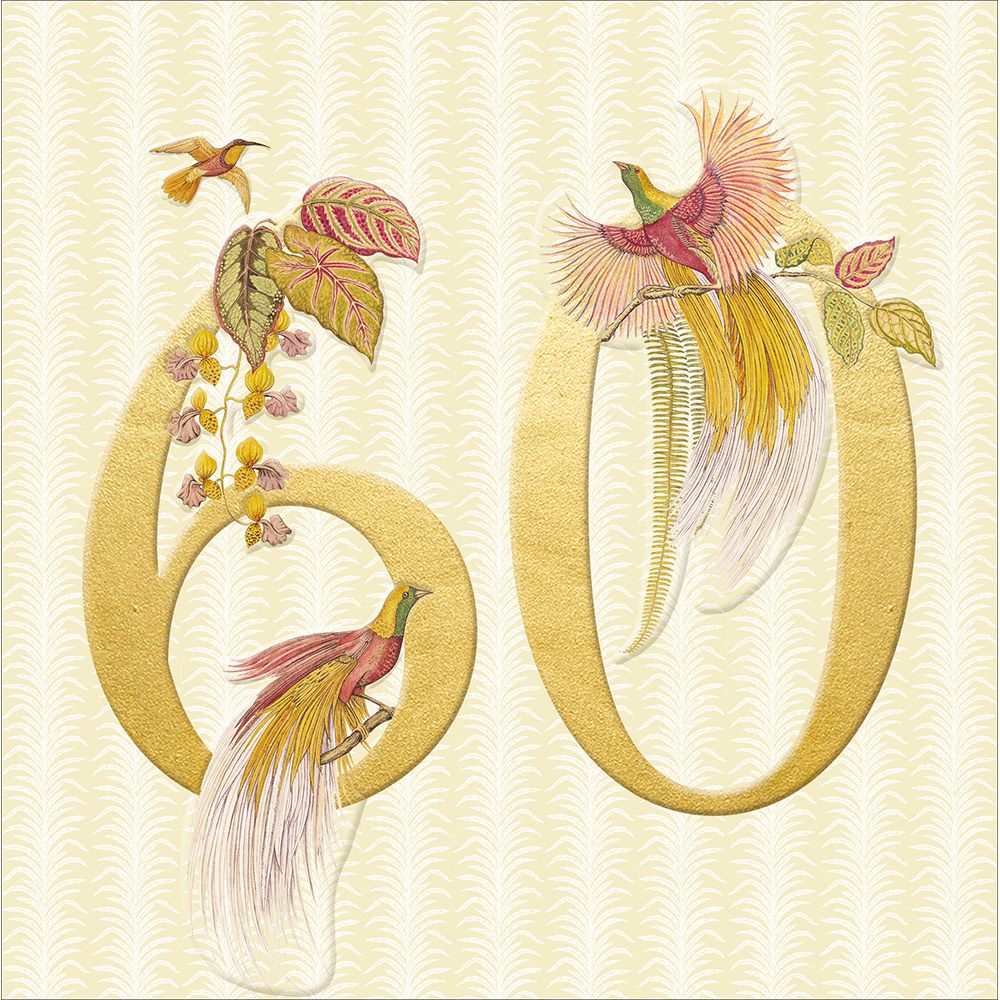 Woodmansterne 60th Gold Birds of Paradise Birthday Card - Old Railway Line Garden Centre