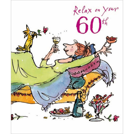 Woodmansterne 60th Relax Time for Sofa Blank Card - Old Railway Line Garden Centre