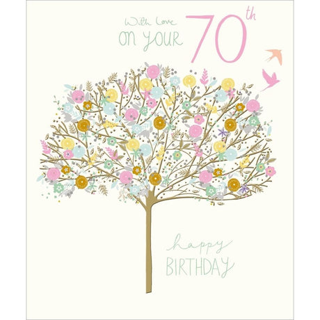 Woodmansterne 70th With Love Tree Birthday Card - Old Railway Line Garden Centre