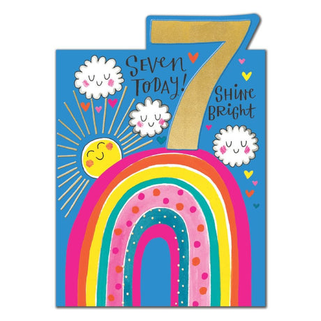 Woodmansterne 7th Shine Bright Rainbow Birthday Card - Old Railway Line Garden Centre