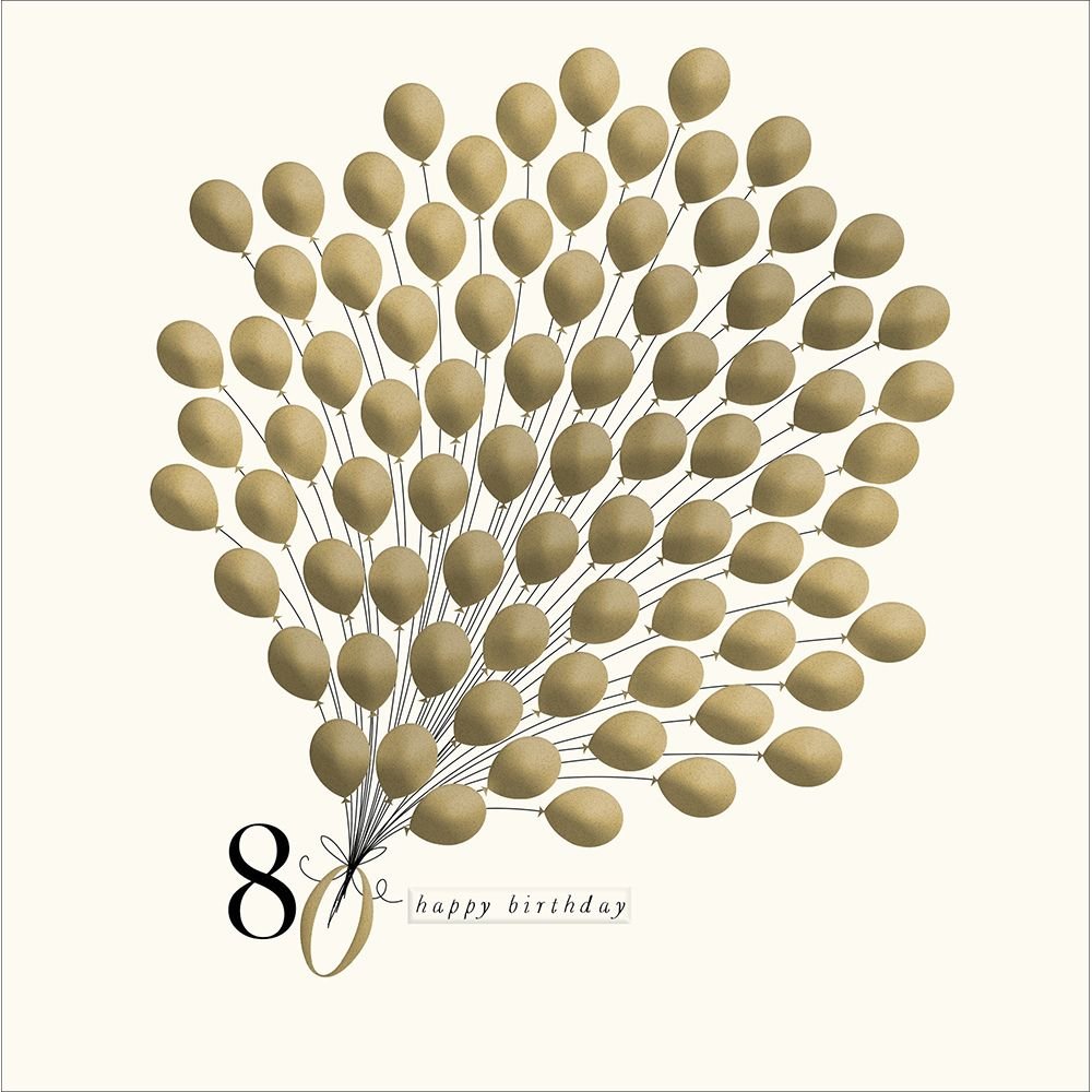 Woodmansterne 80th Golden Balloons Celebration Birthday Card - Old Railway Line Garden Centre