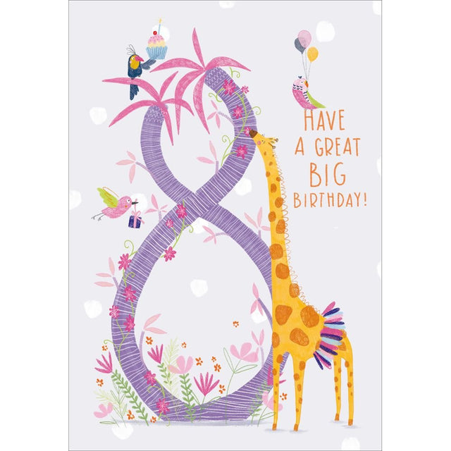 Woodmansterne 8th Giraffe Party Birthday Card - Old Railway Line Garden Centre