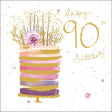 Woodmansterne 90th Floral Sparkle Cake Birthday Card - Old Railway Line Garden Centre