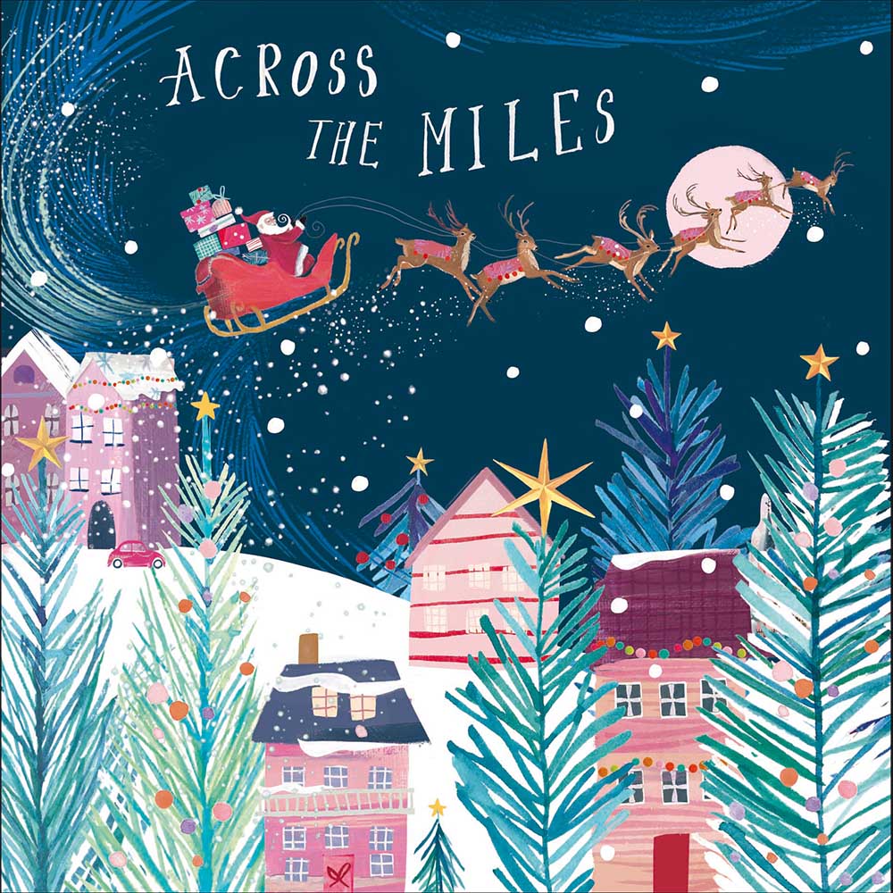 Woodmansterne Across the Miles - Reindeer Pulling Sleigh Christmas Card