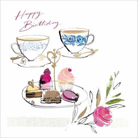 Woodmansterne Afternoon Tea Birthday Card - Old Railway Line Garden Centre